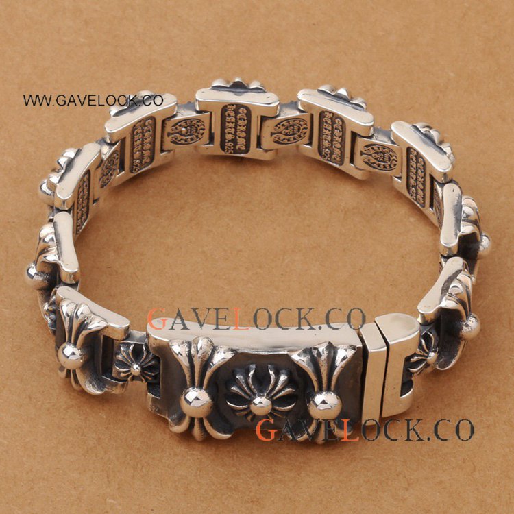 Euro Punk Men S925 Silver Bangle Bracelet